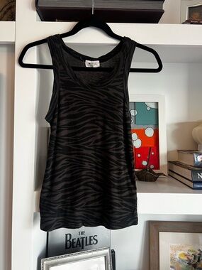 LNA Black & Charcoal Zebra-Stripe Tank Top